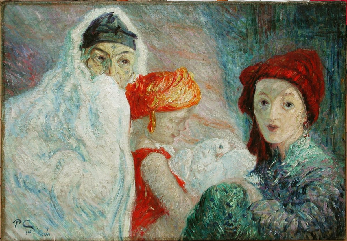 Paul CIROU "Enfant à la colombe à "Ténès" 1906 huile sur toile 58x79